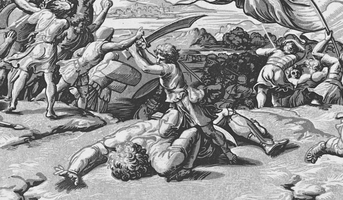 David cuts off Goliath's head with the giant's sword